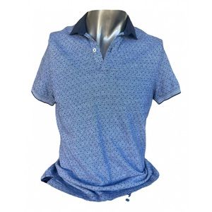 Massimo Dutti casual fit polo- polkadot in blue and gray
